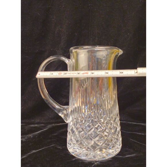 Vintage Clear Cut Glass Pitcher With Handle & Spout - Diamond & Vertical Pattern - Picture 3 of 9